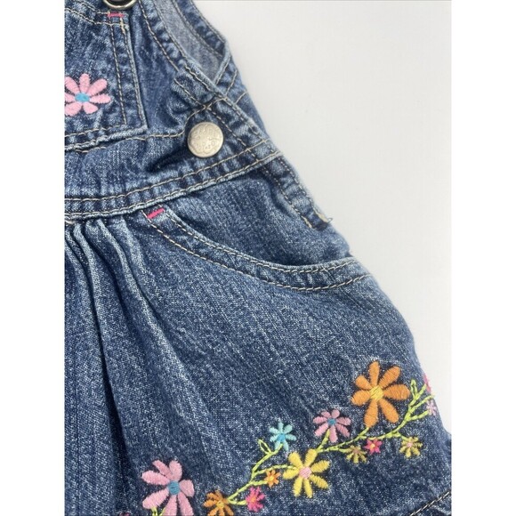 OshKosh BGosh Genuine Floral Embroidered Overalls Dress Skirt Vestbak Girls 3 Mo - Picture 7 of 11